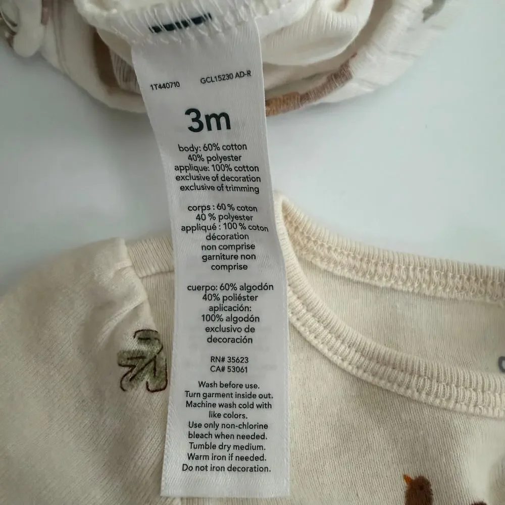 3x Carter’s thanksgiving long sleeve onesie zip footie pj pie pumpkin turkey